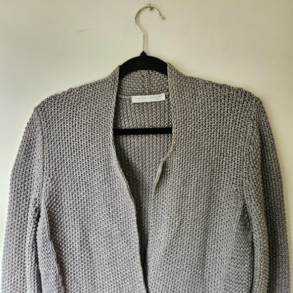 Fabiana Filippi Textured Knit Cardigan Women's Sz L Grey Cotton Designer Italy - Picture 2 of 9